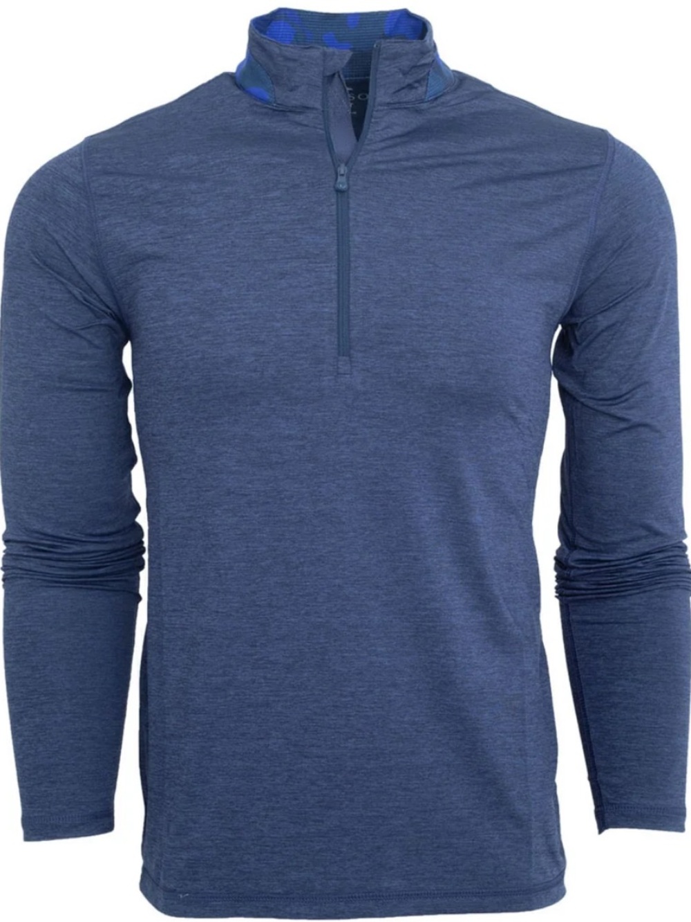 Greyson Heather Navy Blue Quarter-Zip Performance Top